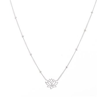 Ketting stainless steel silver lotus N1414-2