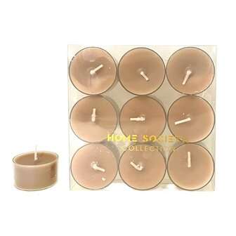 Set van 9 waxinelichten taupe