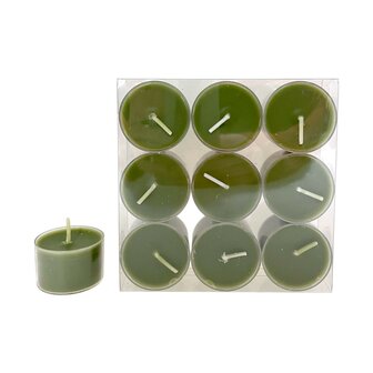 Set van 9 waxinelichten green