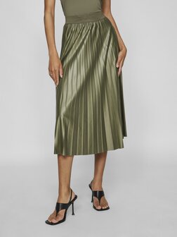 Vila pliss&eacute; rok dusty olive *gerecycled polyester*