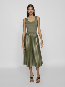 Vila pliss&eacute; rok dusty olive *gerecycled polyester*