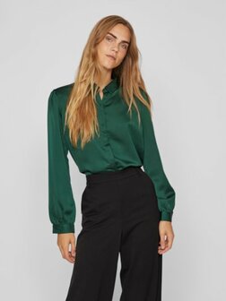 Vila glanzende blouse pineneedle - recyled polyester