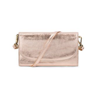 Bag2Bag leren tas-clutch Amalfi metallic rose