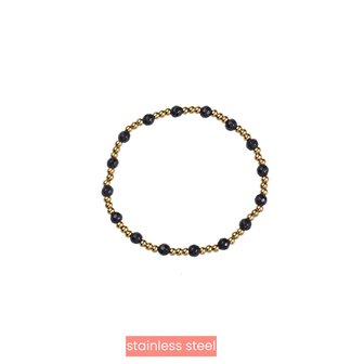 Day &amp; Eve stainless steel armband bolletjes gold black