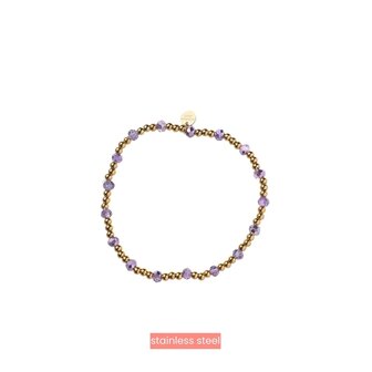 Day &amp; Eve stainless steel armband bolletjes gold purple