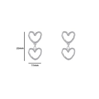 Day &amp; Eve by Go Dutch oorbellen double hearts E3772-1