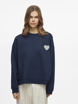 Vila sweater Visebiha navy met hart