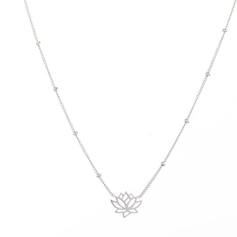 Ketting stainless steel silver lotus N1414-2