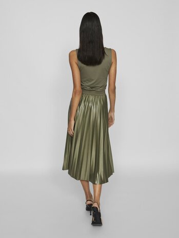 Vila plissé rok dusty olive *gerecycled polyester*