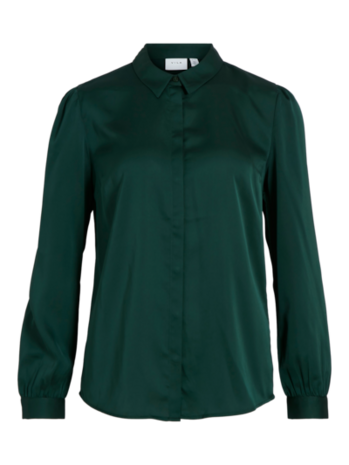 Vila glanzende blouse pineneedle - recyled polyester