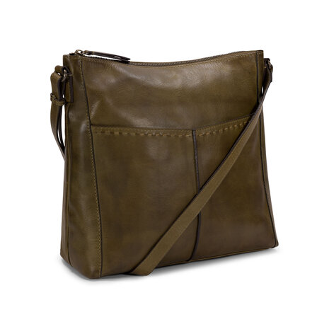 Bag2Bag leren schoudertas Lathi olive green