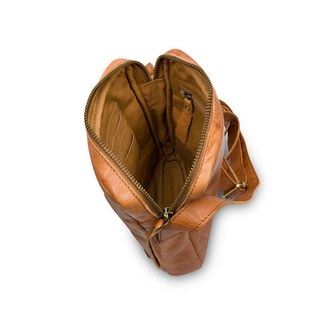 Bag2Bag leren schoudertas Kisa cognac