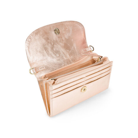 Bag2Bag leren tas-clutch Amalfi metallic rose