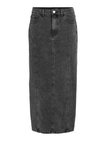 Vila midi denim skirt black