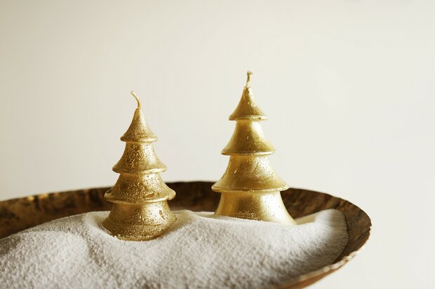 Kaars kerstboom layer goud S