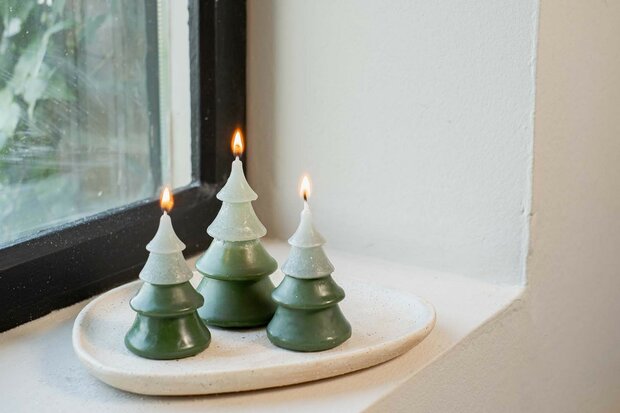 Kaars kerstboom layer duo groen S