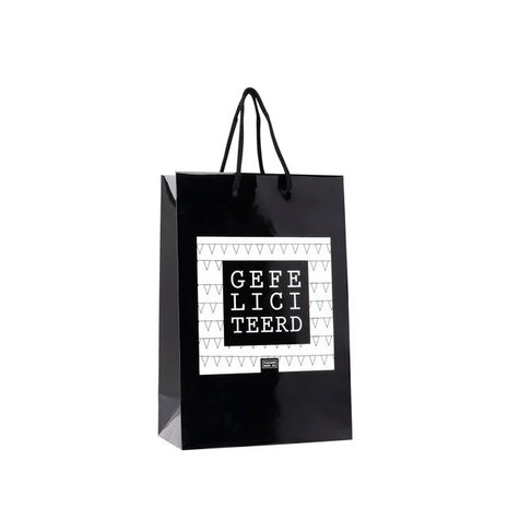 Giftbag gefeliciteerd zwart, wit