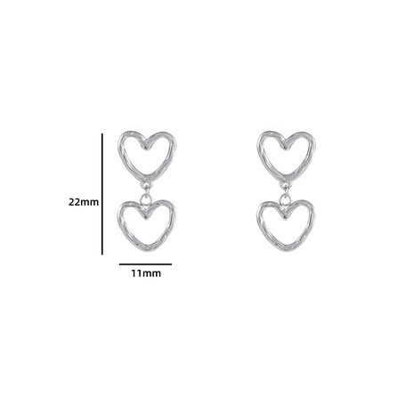 Day & Eve by Go Dutch oorbellen double hearts E3772-1