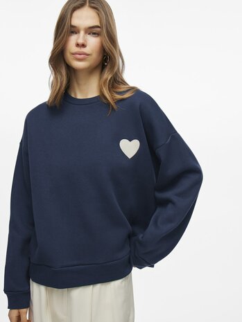 Vila sweater Visebiha navy met hart